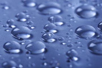 Water drops on a glass surface