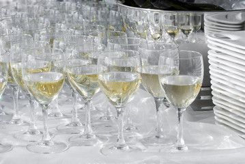 Wineglasses with champagne