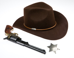 Gun, Star And Wide-Brimmed Hat