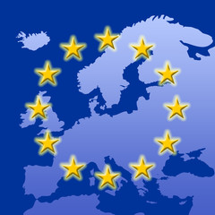 Europe Map With EU Stars