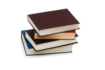 Stack of books isolated on the white background