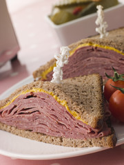 Pastrami on Rye Bread with Mustard
