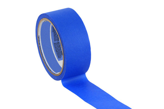 A Isolated Roll Of Blue Painters Tape