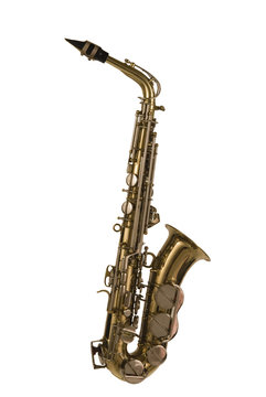 Saxophone on a white background