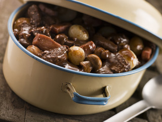 Casserole Dish With Beef Bourguignonne