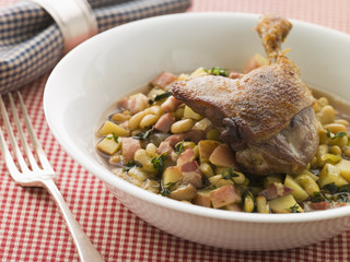 Confit Duck Leg with Beans and Bacon
