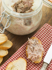 Rilette of Duck and Pork with Toasted Baguette Croutes