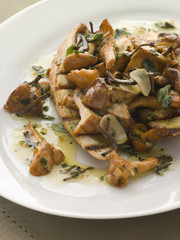 Wild Mushrooms Sauteed in Garlic Butter with Char grilled Baguet