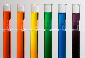 Test tubes with rainbow colors