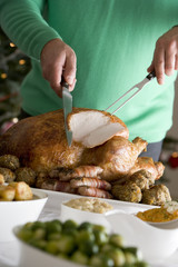Carving Christmas Roast Turkey