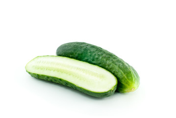 Whole and half of cucumber
