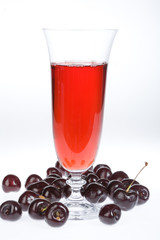 Glass,Juice And Cherries