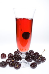 Glass,Juice And Cherries