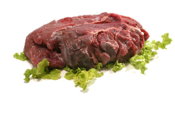 raw beef meat over white