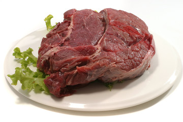 red raw beef meat over white