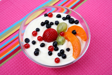 Dessert - fruits with cream