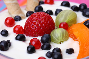 Dessert - fruits with cream