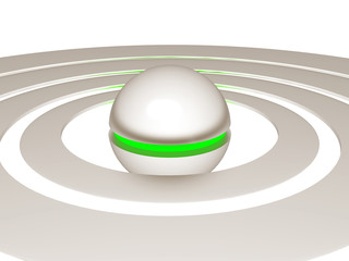 abstract metallic ball with green core