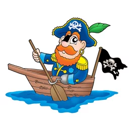 Stickers pour porte Pirates Pirate dans le bateau