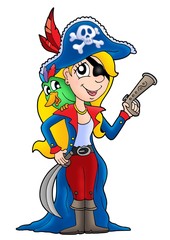 Pirate woman with parrot