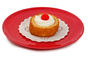 cream shortcake with cherry