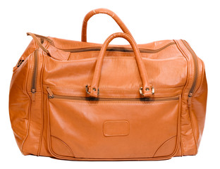 Leather bag isolated on white.