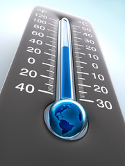 Naklejka premium Temperature of the Planet Earth. Greenhouse Effect.