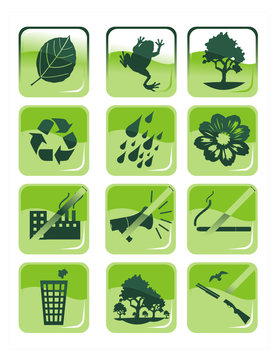 Environment Glossy Vector Icons