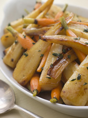 Roasted Parsnips and Baby Carrots