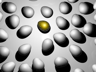 white eggs with golden egg