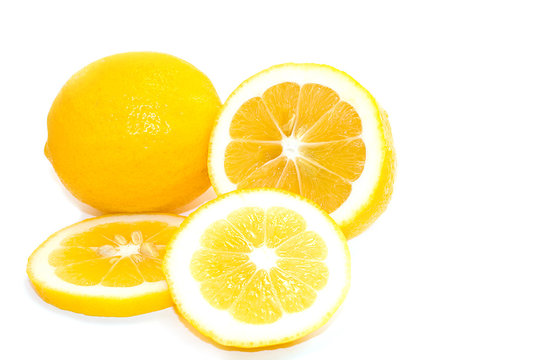 Yellow Meyer Lemons on White Background