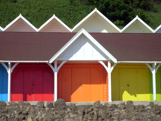 Colorful seaside beach chalets