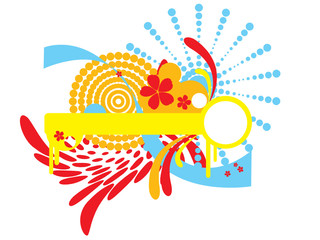 Summer bright retro vector with circles