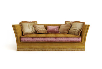 classical sofa 3D computer rendering on white background