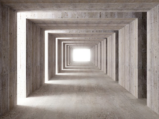  concrete tunnel and lateral lights - obrazy, fototapety, plakaty
