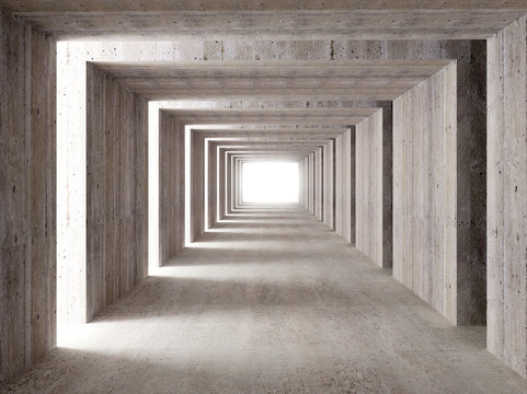 Fototapeta betonowy tunel i światła boczne