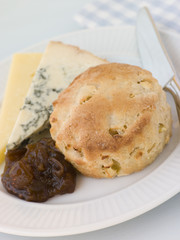 Scone with Stilton Cheddar and Chutney