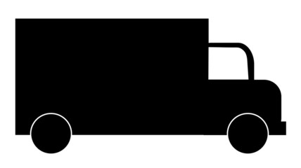 black silhouette of a delivery truck