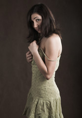 Pretty woman in green dress