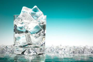 Glass of water with ice