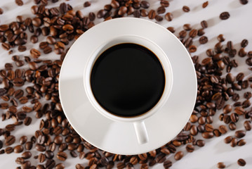 top view coffee and bean