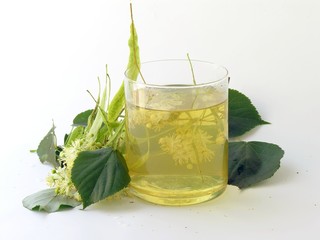 drinking herb tea of linden flowers