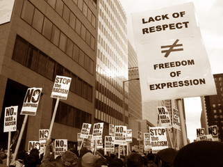freedom of expression protest holding stop racism marching