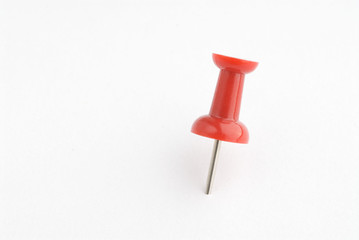 Red Thumbtack Isolated on White Background