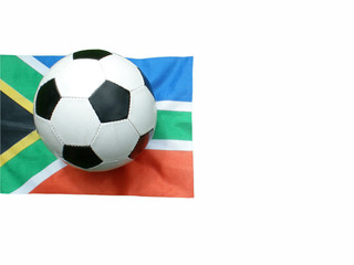 Fußball auf südafrikanischer Flagge