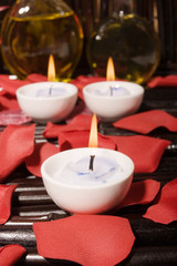 Essential body massage oils and candles