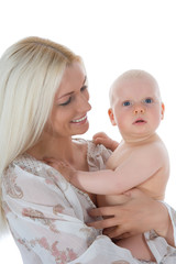 happy mother with baby