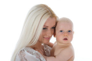 happy mother with baby