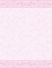 pink background with decorative roses