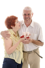 senior couple with toy